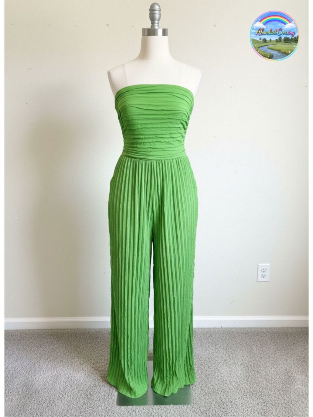 Women Strapless Tube Backless Wide Leg Jumpsuit Polyester Sleeveless